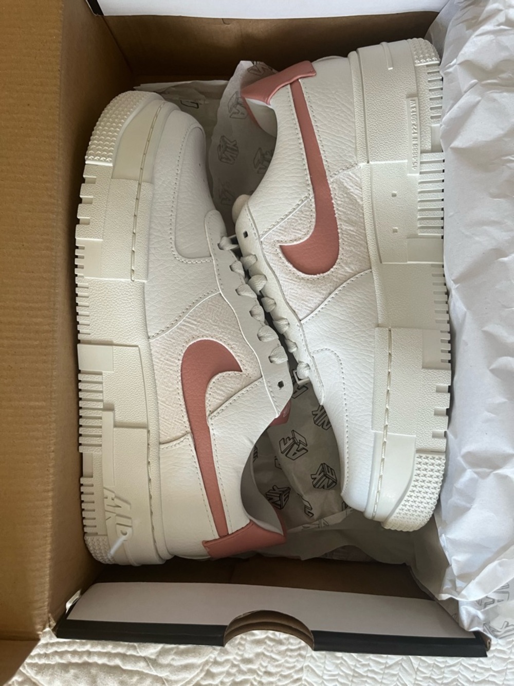 Nike W AF1 Pixel Summit White with Rust Pink Accents